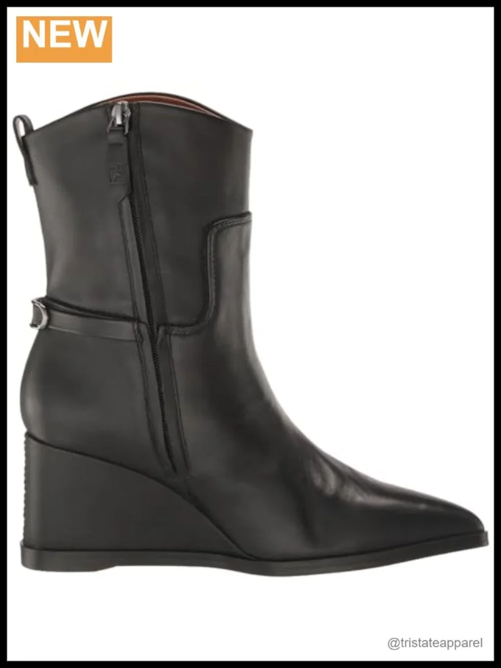 Women's Franco Sarto Etta Leather Wedge Booties Ankle Zip